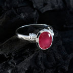 Indian Ruby Solitaire Indian Sterling Silver Red Gems Mid weight Graceful Ring Jewelry