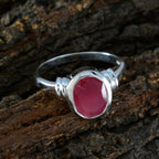 Indian Ruby Solitaire Indian Sterling Silver Red Gems Mid weight Graceful Ring Jewelry