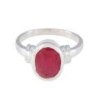Indian Ruby Solitaire Indian Sterling Silver Red Gems Mid weight Graceful Ring Jewelry