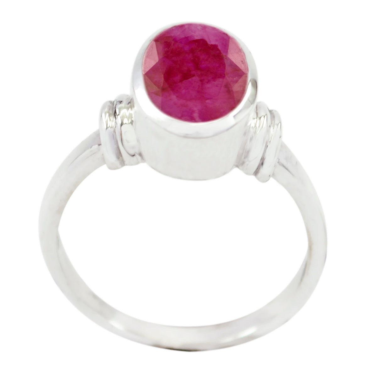 Indian Ruby Solitaire Indian Sterling Silver Red Gems Mid weight Graceful Ring Jewelry