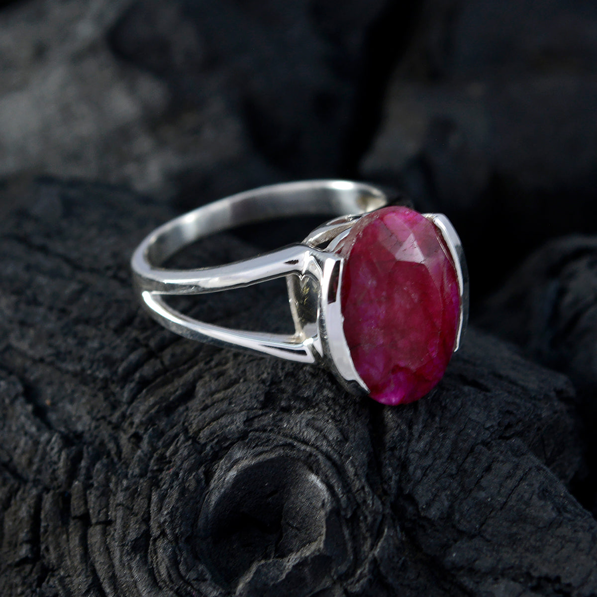 Indian Ruby Solitaire African 925 Sterling Silver Red Gems Classic  Glamorous Ring Jewelry