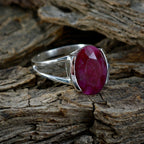 Indian Ruby Solitaire African 925 Sterling Silver Red Gems Classic  Glamorous Ring Jewelry