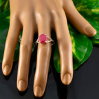 Indian Ruby Solitaire Korean 925 Silver Red Gemstones Dainty Contemporary Ring Jewellery