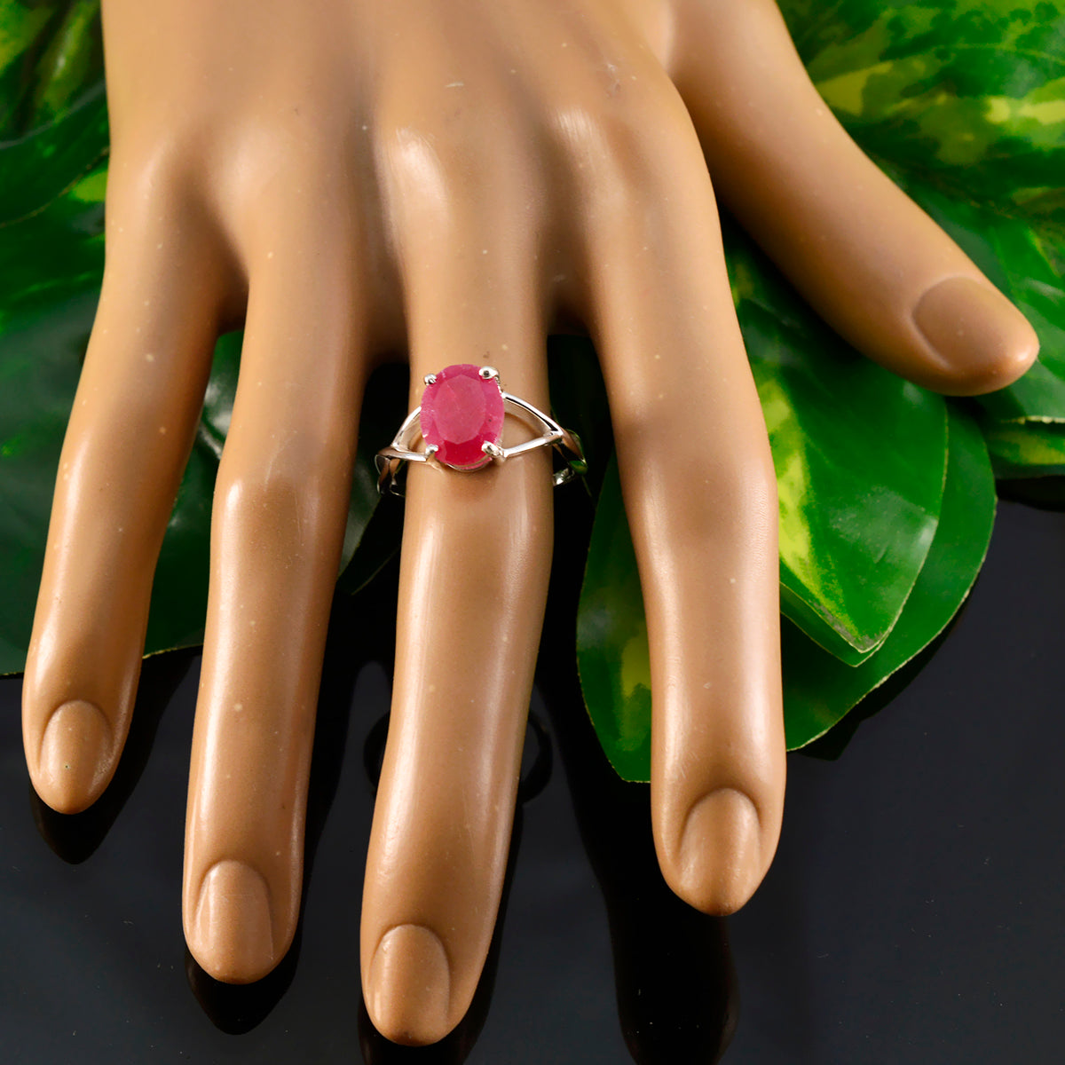 Indian Ruby Solitaire Korean 925 Silver Red Gemstones Dainty Contemporary Ring Jewellery