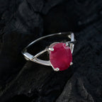 Indian Ruby Solitaire Korean 925 Silver Red Gemstones Dainty Contemporary Ring Jewellery