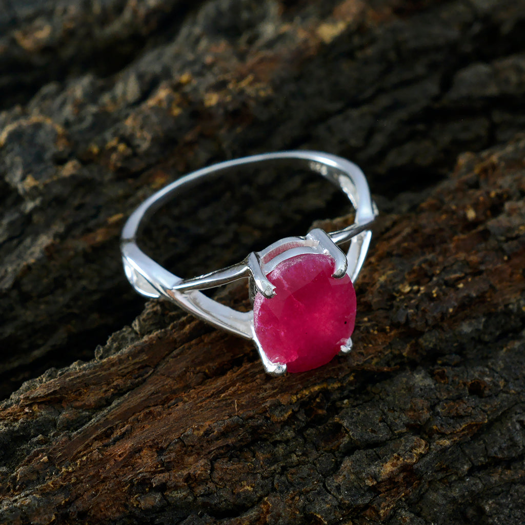 Indian Ruby Solitaire Korean 925 Silver Red Gemstones Dainty Contemporary Ring Jewellery