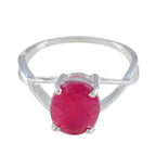 Indian Ruby Solitaire Korean 925 Silver Red Gemstones Dainty Contemporary Ring Jewellery