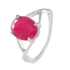 Indian Ruby Solitaire Korean 925 Silver Red Gemstones Dainty Contemporary Ring Jewellery