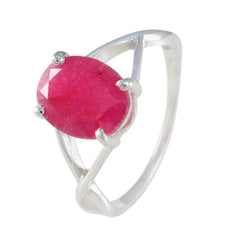 Indian Ruby Solitaire Korean 925 Silver Red Gemstones Dainty Contemporary Ring Jewellery