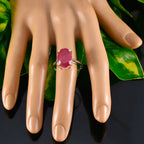 Indian Ruby Solitaire French 925 Silver Red Gemstone Featherlight Boho Ring Jewelry