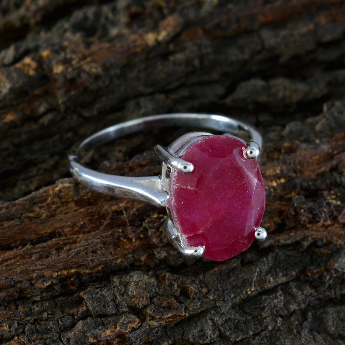 Indischer Rubin Solitär Französischer 925 Silber Roter Edelstein Federleichter Boho Ring Schmuck