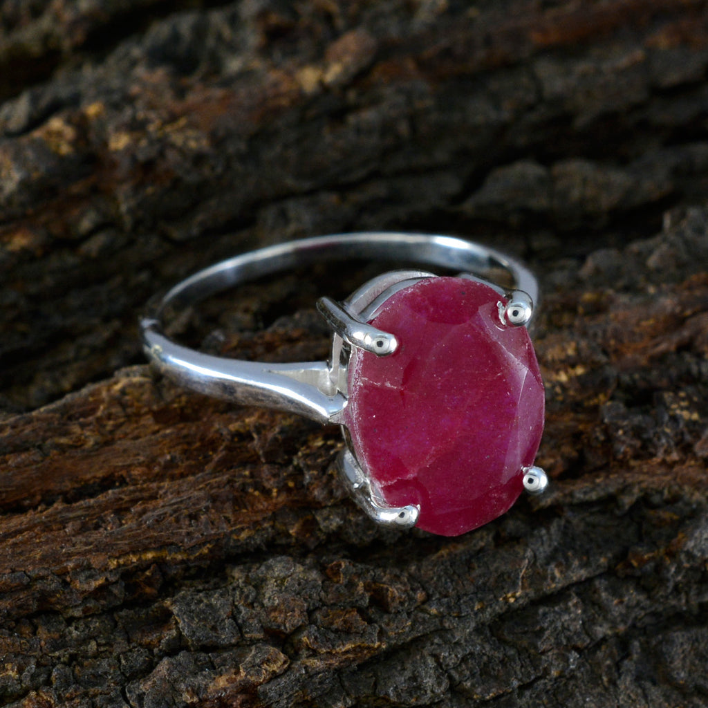 Indian Ruby Solitaire French 925 Silver Red Gemstone Featherlight Boho Ring Jewelry