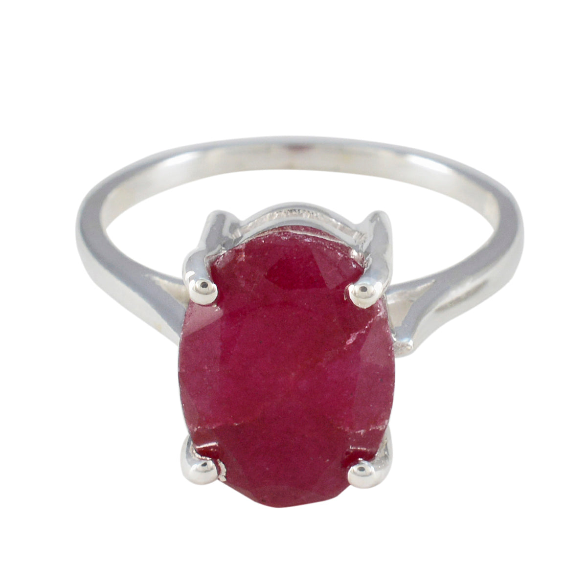 Indian Ruby Solitaire French 925 Silver Red Gemstone Featherlight Boho Ring Jewelry メイン画像