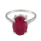 Indian Ruby Solitaire French 925 Silver Red Gemstone Featherlight Boho Ring Jewelry