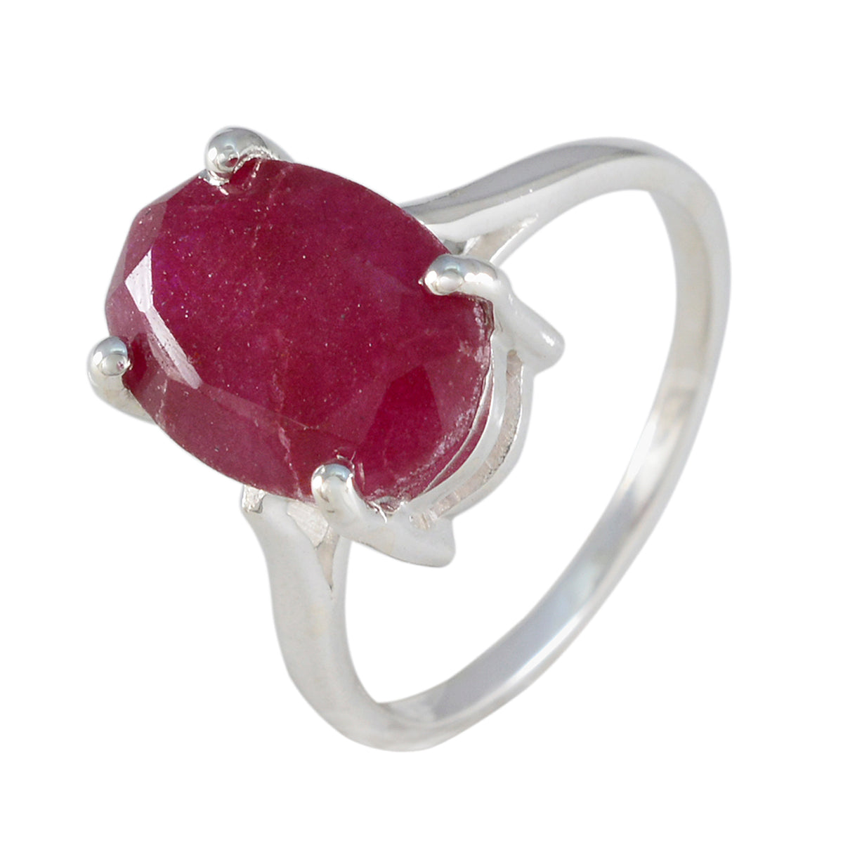 Indian Ruby Solitaire French 925 Silver Red Gemstone Featherlight Boho Ring Jewelry