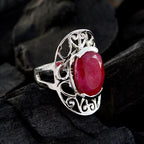 Indian Ruby Solitaire French Sterling Silver Red Gems Classic Art Deco Ring Jewelry