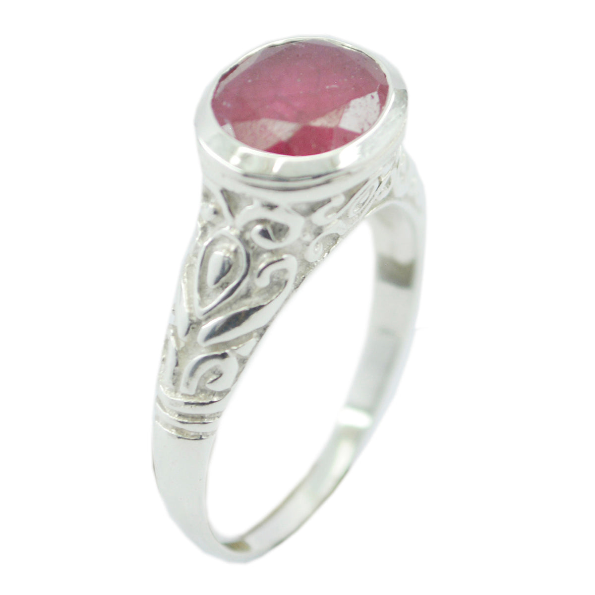 Indian Ruby Solitaire Egyptian 92.5 Silver Red Gemstones Minimal Art Deco Ring Jewellery Главное изображение товара