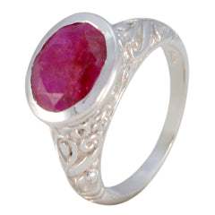 Indian Ruby Solitaire Egyptian 92.5 Silver Red Gemstones Minimal Art Deco Ring Jewellery