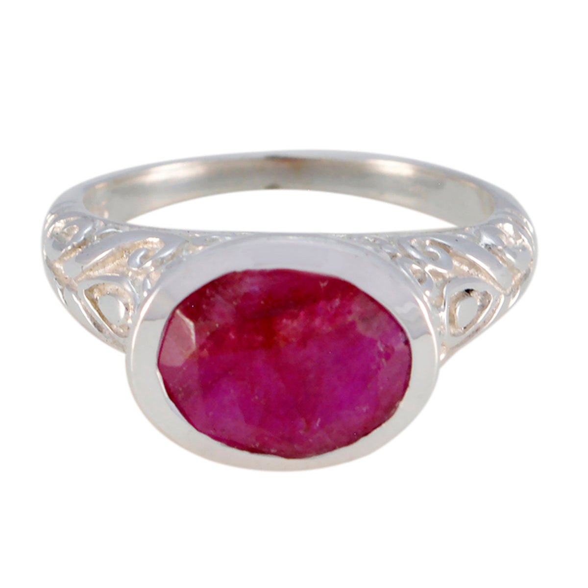 Indian Ruby Solitaire Egyptian 92.5 Silver Red Gemstones Minimal Art Deco Ring Jewellery