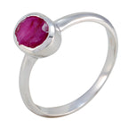 Indian Ruby Solitaire American 925 Silver Red Gemstone Delicate Sophisticated Ring Jewelry