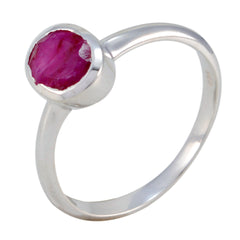 Indian Ruby Solitaire American 925 Silver Red Gemstone Delicate Sophisticated Ring Jewelry