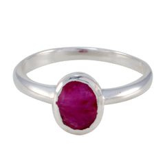 Indian Ruby Solitaire American 925 Silver Red Gemstone Delicate Sophisticated Ring Jewelry