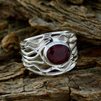 Indian Ruby Solitaire Spanish 925 Sterling Silver Red Gemstones Minimal Rope Wire Ring Jewelry