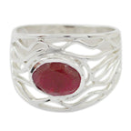 Indian Ruby Solitaire Spanish 925 Sterling Silver Red Gemstones Minimal Rope Wire Ring Jewelry