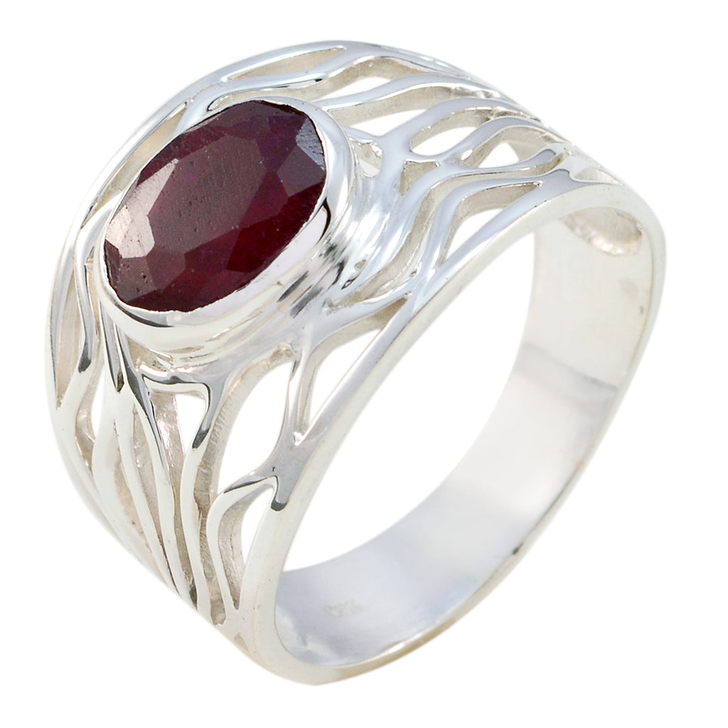 Indian Ruby Solitaire Spanish 925 Sterling Silver Red Gemstones Minimal Rope Wire Ring Jewelry