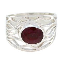 Indian Ruby Solitaire Spanish 925 Sterling Silver Red Gemstones Minimal Rope Wire Ring Jewelry
