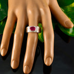 Indian Ruby Solitaire French Sterling Silver Red Gemstone Eye catching valentine Ring Jewellery