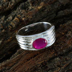 Indian Ruby Solitaire French Sterling Silver Red Gemstone Eye catching valentine Ring Jewellery