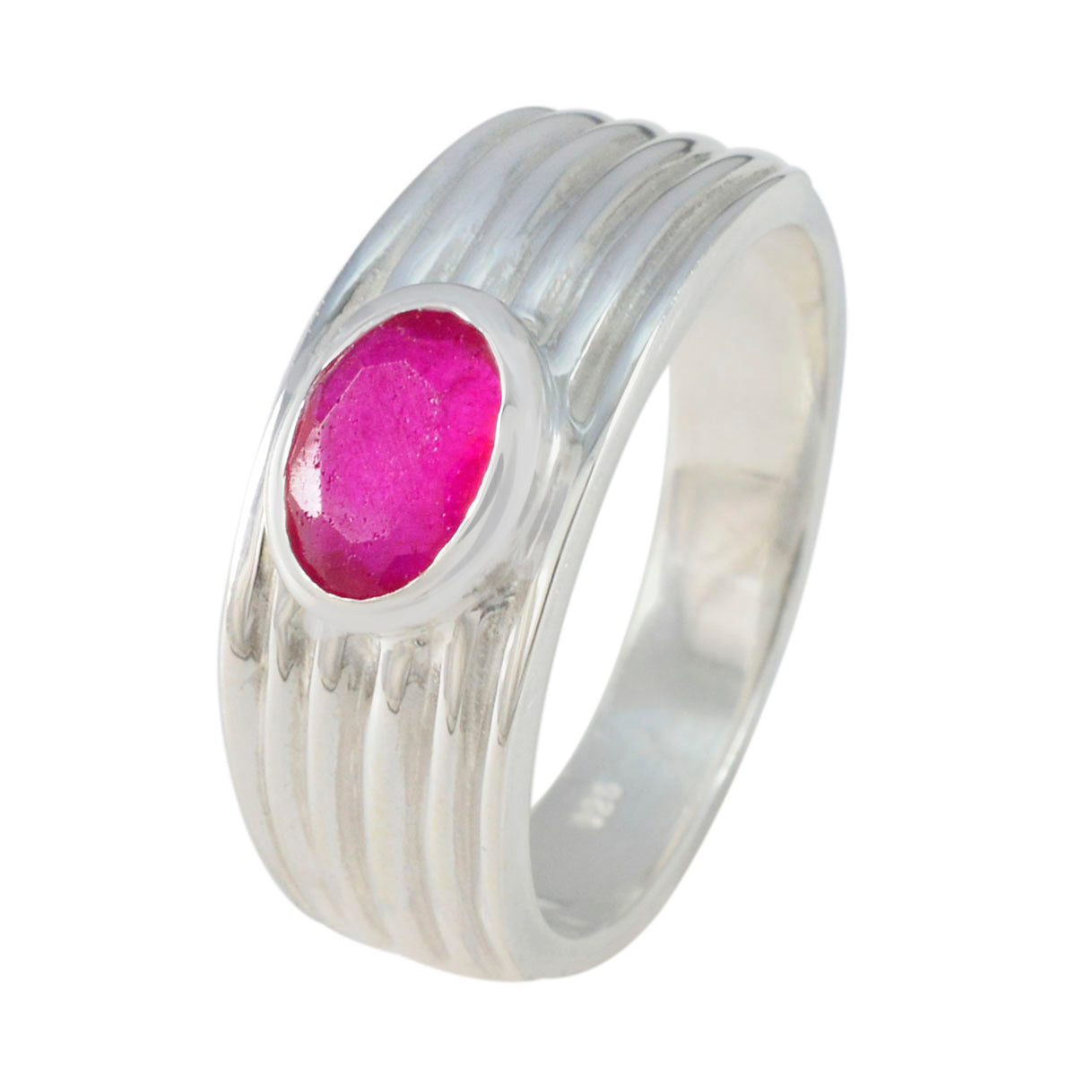 Indisk rubin solitaire fransk sterlingsilver röd ädelsten iögonfallande alla hjärtans dag-ring smycken Sekundär produktbild