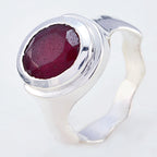 Indian Ruby Solitaire German 92.5 Silver Red Gems Mid weight Sophisticated Ring Jewelry