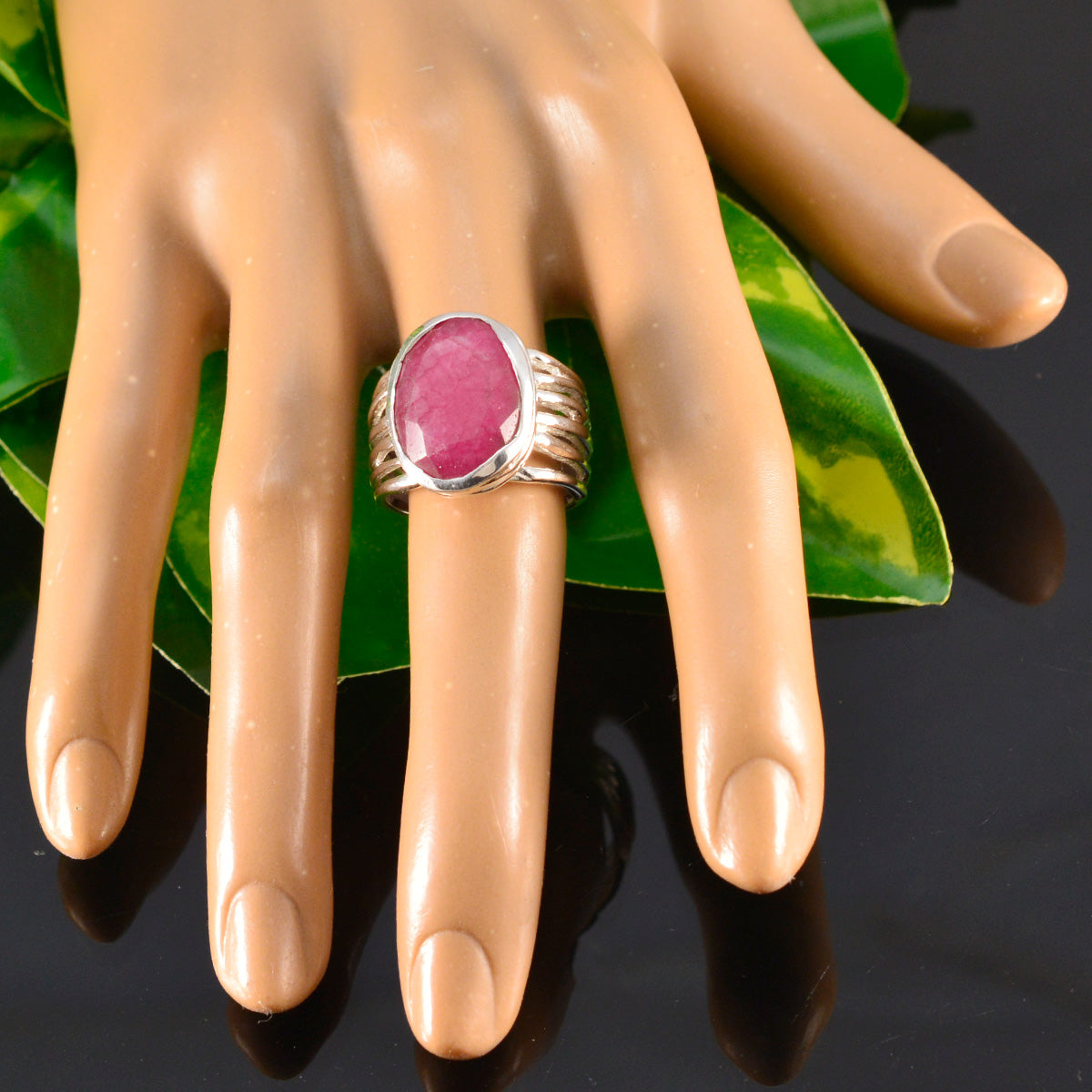 Indian Ruby Solitaire Spanish 925 Sterling Silver Red Gemstones Statement Armor Ring Jewelry