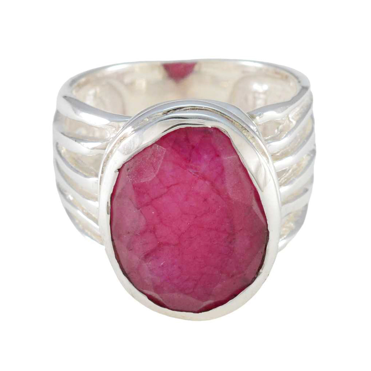 Indian Ruby Solitaire Spanish 925 Sterling Silver Red Gemstones Statement Armor Ring Jewelry Main image