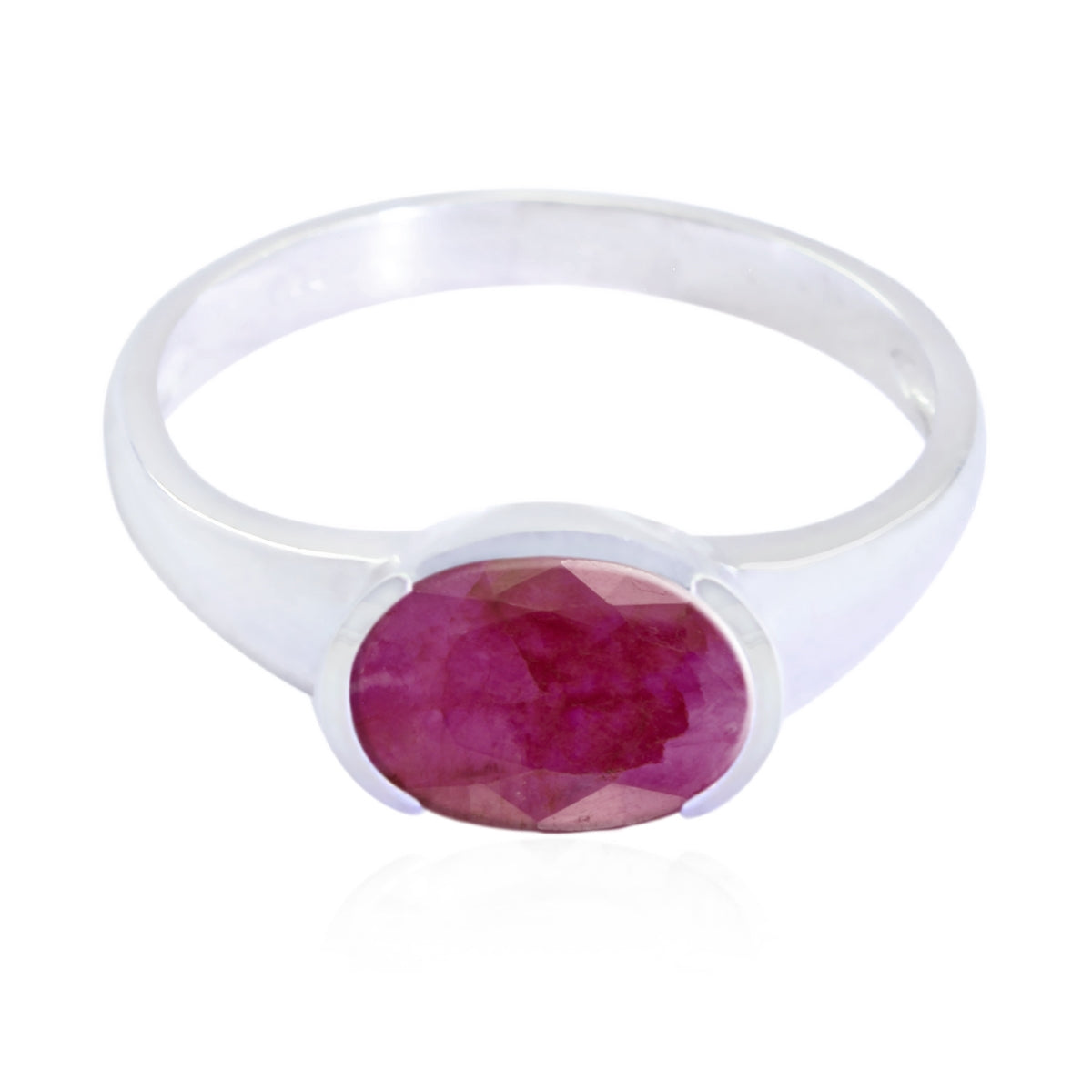 Indian Ruby Solitaire Korean Silver Red Gemstones Dainty Contemporary Ring Jewelry Huvudsaklig produktbild