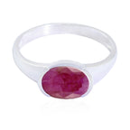 Indian Ruby Solitaire Korean Silver Red Gemstones Dainty Contemporary Ring Jewelry