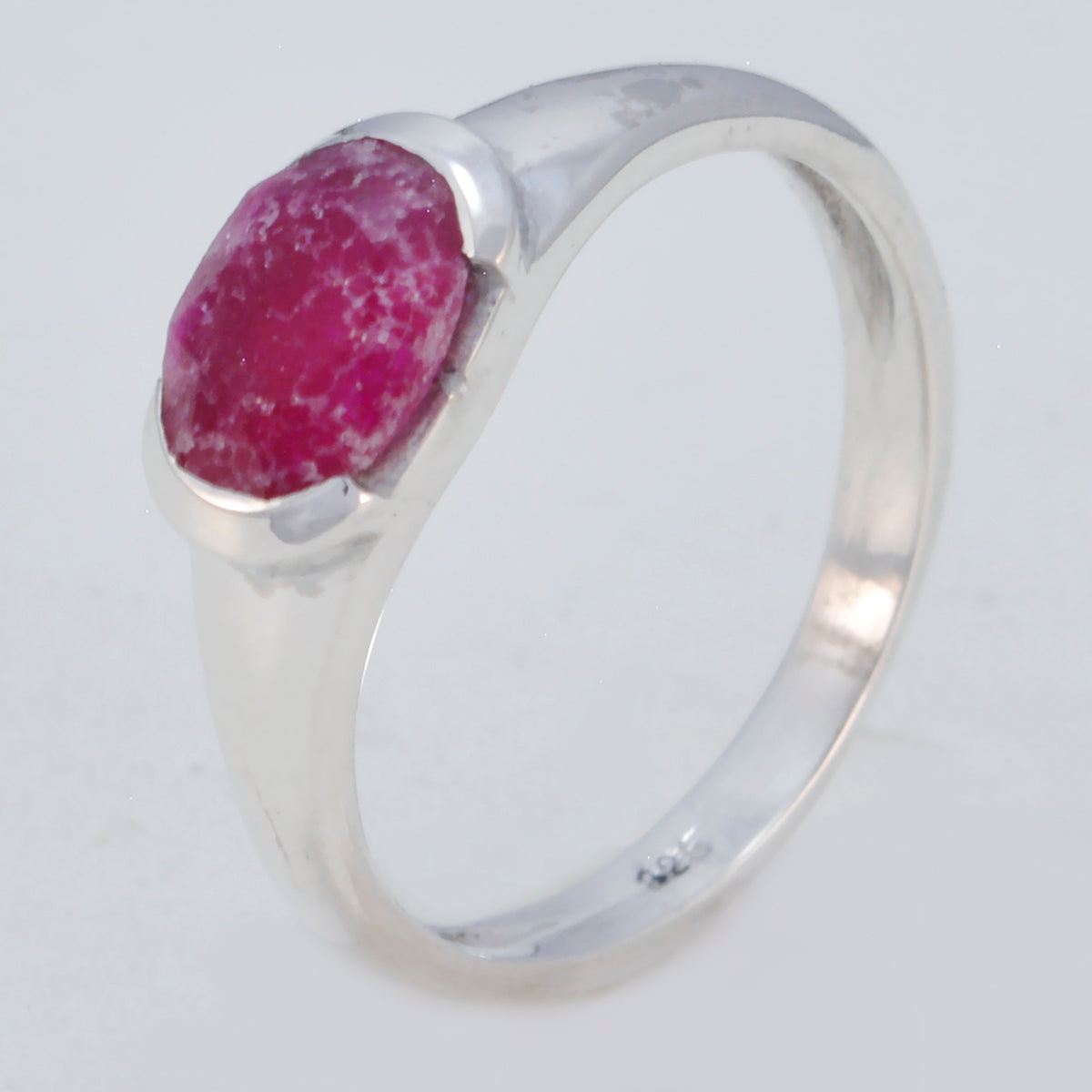 Indian Ruby Solitaire Korean Silver Red Gemstones Dainty Contemporary Ring Jewelry