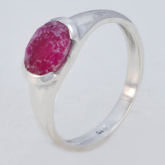 Indian Ruby Solitaire Korean Silver Red Gemstones Dainty Contemporary Ring Jewelry