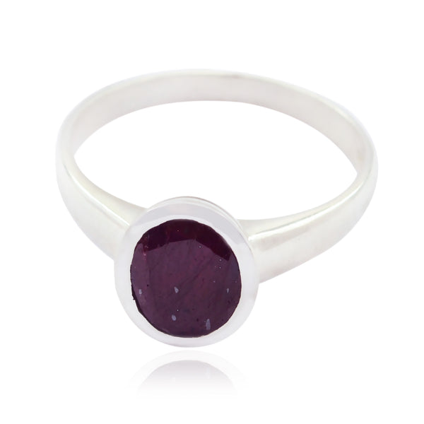Indian Ruby Solitaire Egyptian 925 Sterling Silver Red Gemstones Tiny Trendy Ring Jewellery