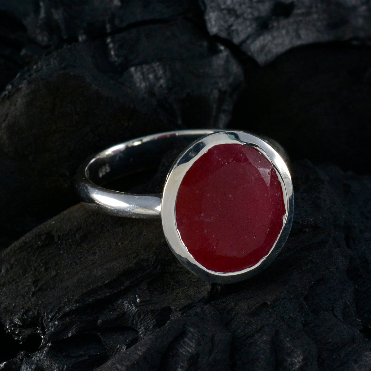 Indian Ruby Solitaire French Silver Red Gemstone Minimal Artisan Ring Jewelry