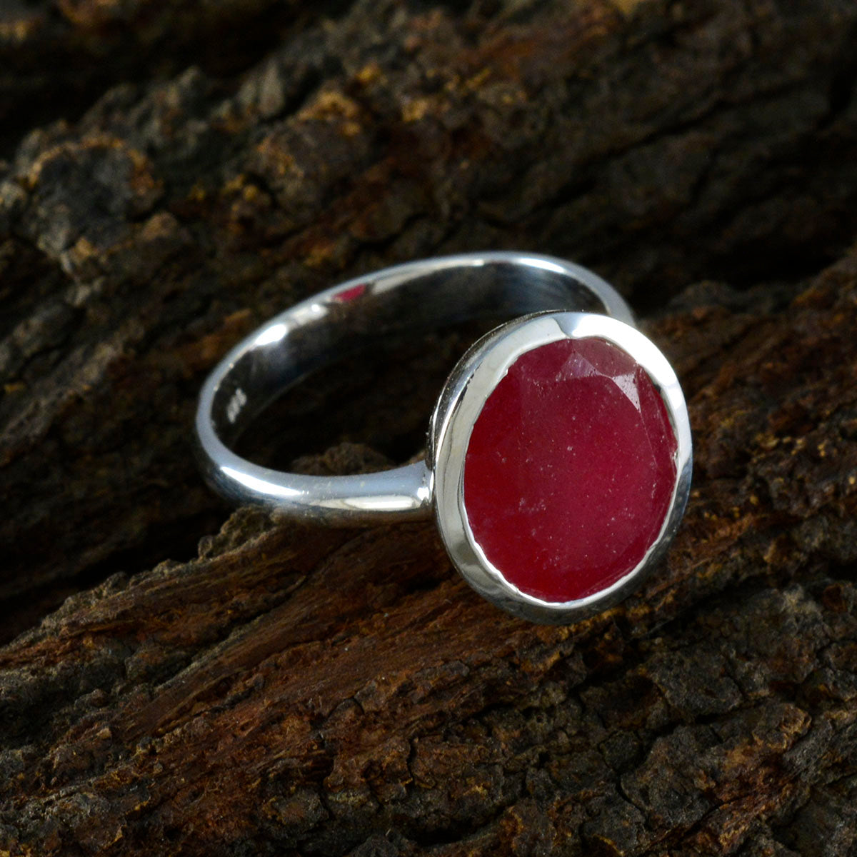 Indian Ruby Solitaire French Silver Red Gemstone Minimal Artisan Ring Jewelry