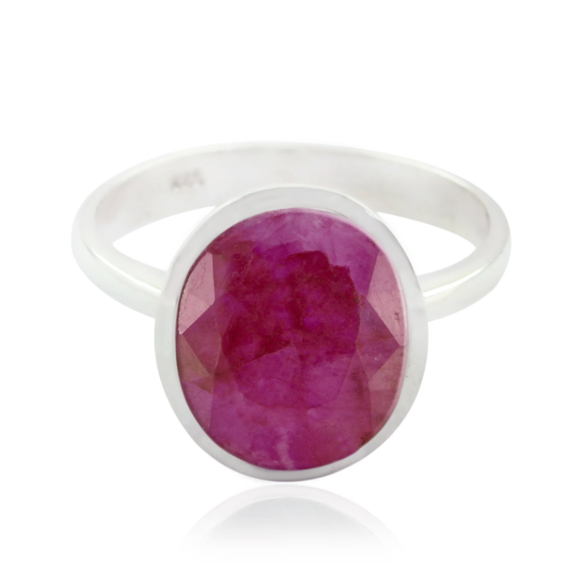 Indian Ruby Solitaire French Silver Red Gemstone Minimal Artisan Ring Jewelry Huvudsaklig produktbild