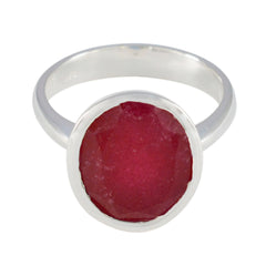 Indian Ruby Solitaire French Silver Red Gemstone Minimal Artisan Ring Jewelry