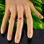 Indian Ruby Solitaire Korean Sterling Silver Red Gemstones Elegant  Twist Ring Jewellery