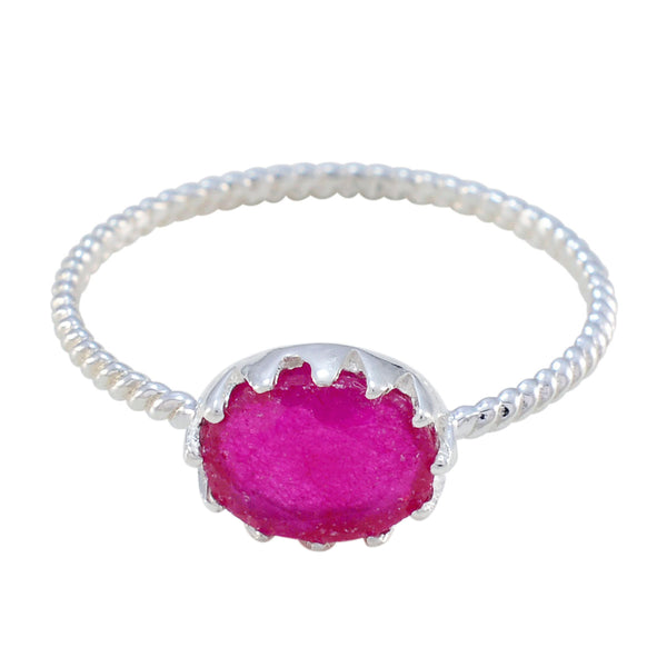 Indian Ruby Solitaire Korean Sterling Silver Red Gemstones Elegant  Twist Ring Jewellery