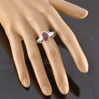 Indian Ruby Solitaire Indian Silver Red Gemstones Slim Traditional Ring Jewelry