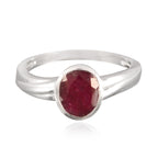 Indian Ruby Solitaire Indian Silver Red Gemstones Slim Traditional Ring Jewelry