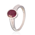 Indian Ruby Solitaire Indian Silver Red Gemstones Slim Traditional Ring Jewelry
